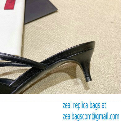 Valentino Crystal VLogo Signature Leather Heel Mules Black 2022