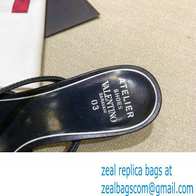 Valentino Crystal VLogo Signature Leather Heel Mules Black 2022