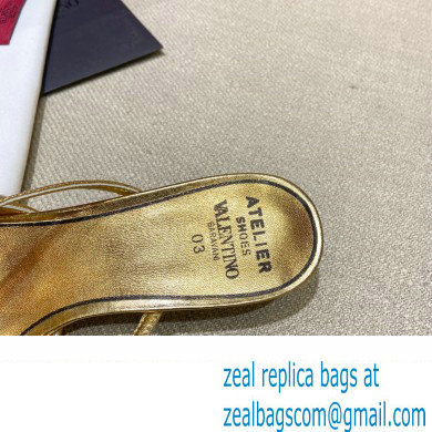 Valentino Crystal VLogo Signature Leather Heel Mules Gold 2022