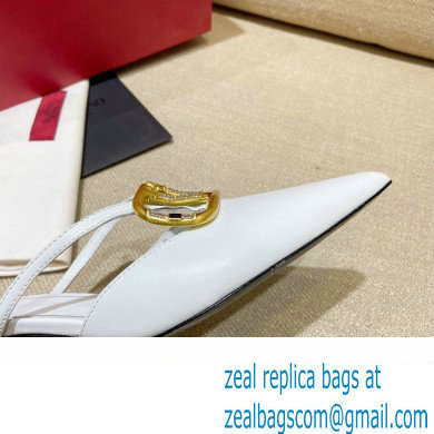 Valentino Crystal VLogo Signature Leather Heel Mules White 2022