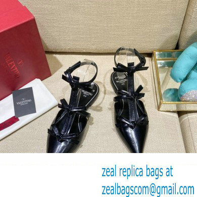 Valentino French Bows Leather Ballet Flats Black 2022