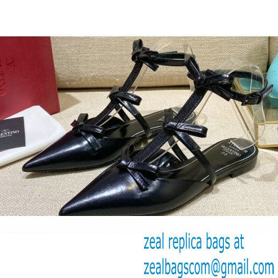 Valentino French Bows Leather Ballet Flats Black 2022