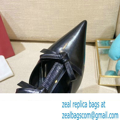 Valentino French Bows Leather Ballet Flats Black 2022