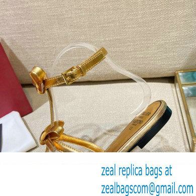 Valentino French Bows Leather Ballet Flats Gold 2022