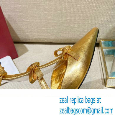 Valentino French Bows Leather Ballet Flats Gold 2022
