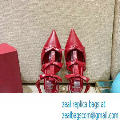 Valentino French Bows Leather Ballet Flats Red 2022