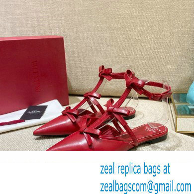 Valentino French Bows Leather Ballet Flats Red 2022
