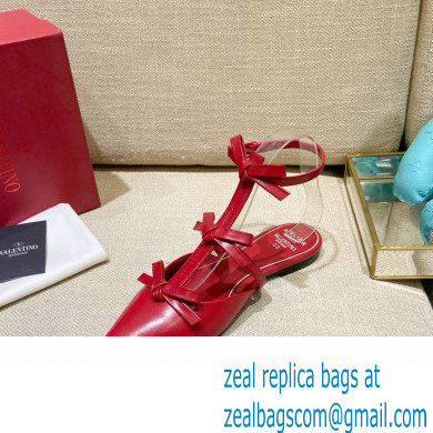 Valentino French Bows Leather Ballet Flats Red 2022