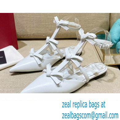 Valentino French Bows Leather Ballet Flats White 2022