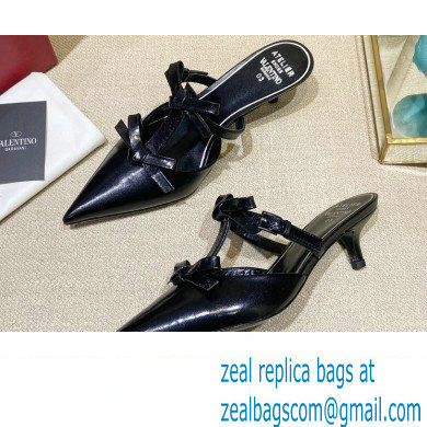 Valentino French Bows Leather Heel Mules Black 2022