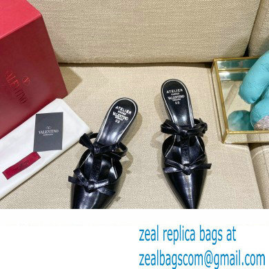 Valentino French Bows Leather Heel Mules Black 2022