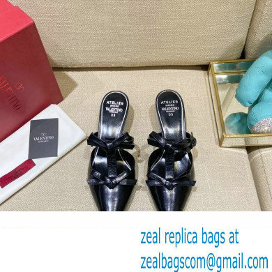 Valentino French Bows Leather Heel Mules Black 2022