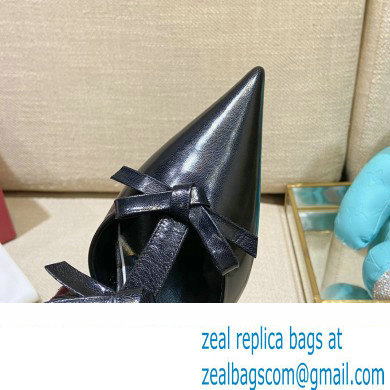 Valentino French Bows Leather Heel Mules Black 2022