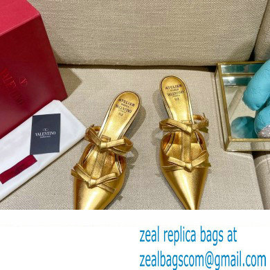Valentino French Bows Leather Heel Mules Gold 2022