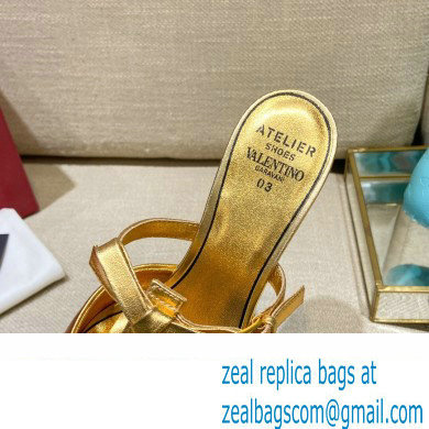 Valentino French Bows Leather Heel Mules Gold 2022