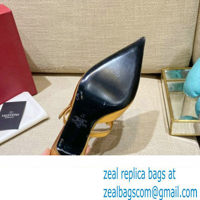 Valentino French Bows Leather Heel Mules Gold 2022
