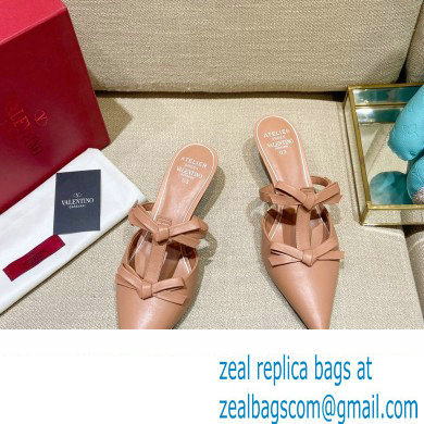 Valentino French Bows Leather Heel Mules Nude Pink 2022