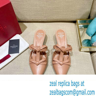 Valentino French Bows Leather Heel Mules Nude Pink 2022