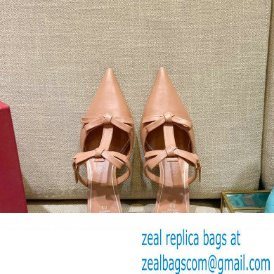 Valentino French Bows Leather Heel Mules Nude Pink 2022