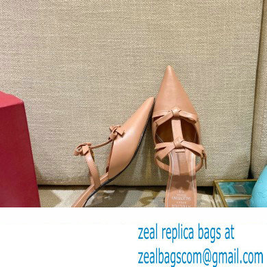 Valentino French Bows Leather Heel Mules Nude Pink 2022