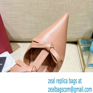 Valentino French Bows Leather Heel Mules Nude Pink 2022