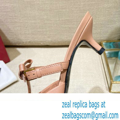 Valentino French Bows Leather Heel Mules Nude Pink 2022