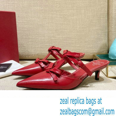 Valentino French Bows Leather Heel Mules Red 2022