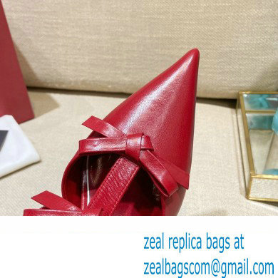 Valentino French Bows Leather Heel Mules Red 2022