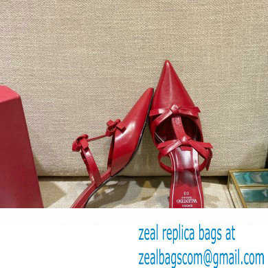 Valentino French Bows Leather Heel Mules Red 2022