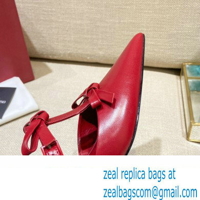 Valentino French Bows Leather Heel Mules Red 2022