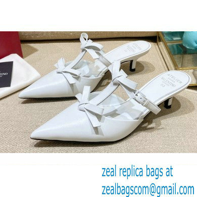 Valentino French Bows Leather Heel Mules White 2022