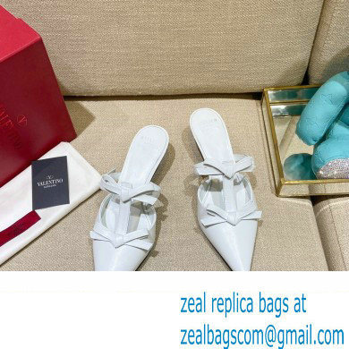 Valentino French Bows Leather Heel Mules White 2022