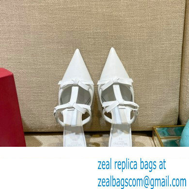 Valentino French Bows Leather Heel Mules White 2022 - Click Image to Close