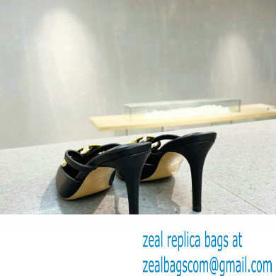 Valentino Heel 4cm/8cm Crystal VLogo Signature Calfskin Mules Black