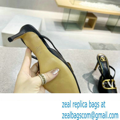 Valentino Heel 4cm/8cm Crystal VLogo Signature Calfskin Mules Black
