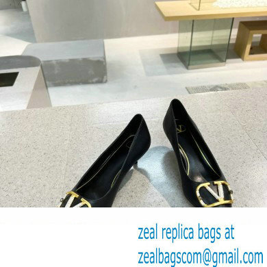 Valentino Heel 4cm Crystal VLogo Signature Calfskin Pumps Black