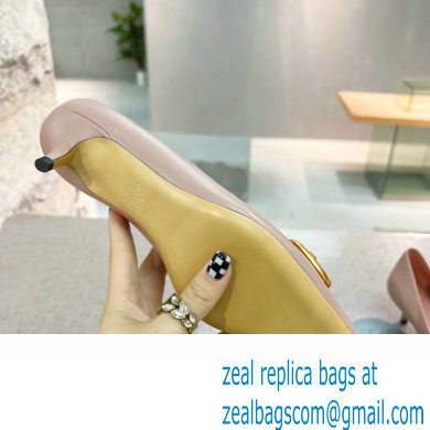 Valentino Heel 4cm Crystal VLogo Signature Calfskin Pumps Nude