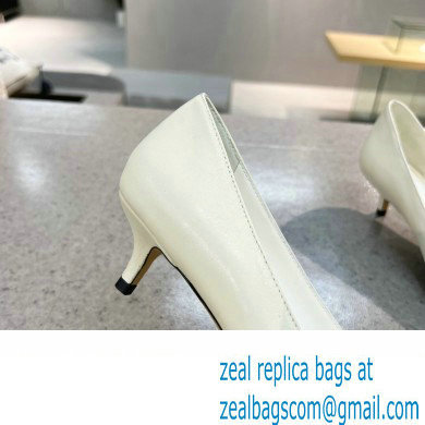 Valentino Heel 4cm Crystal VLogo Signature Calfskin Pumps White