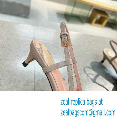 Valentino Heel 4cm Crystal VLogo Signature Calfskin Slingback Pumps Nude