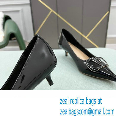 Valentino Heel 4cm VLogo Signature Calfskin Pumps Patent Black