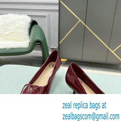 Valentino Heel 4cm VLogo Signature Calfskin Pumps Patent Burgundy - Click Image to Close