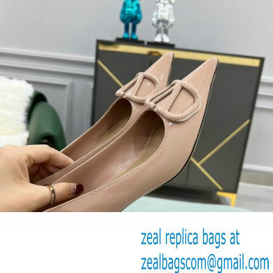 Valentino Heel 4cm VLogo Signature Calfskin Pumps Patent Nude