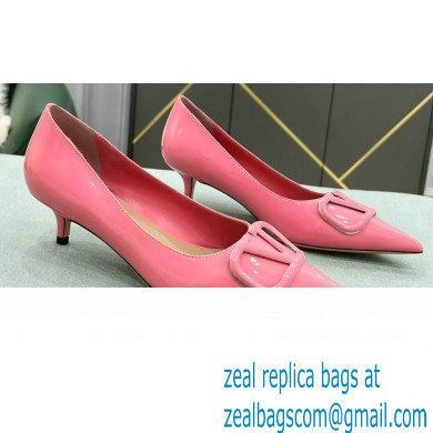 Valentino Heel 4cm VLogo Signature Calfskin Pumps Patent Pink