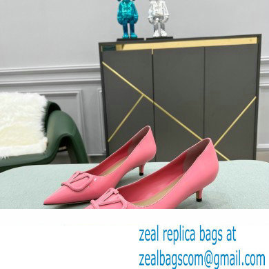 Valentino Heel 4cm VLogo Signature Calfskin Pumps Patent Pink