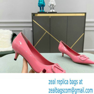 Valentino Heel 4cm VLogo Signature Calfskin Pumps Patent Pink