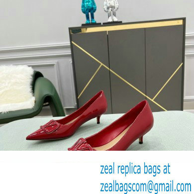 Valentino Heel 4cm VLogo Signature Calfskin Pumps Patent Red