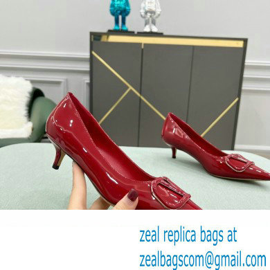 Valentino Heel 4cm VLogo Signature Calfskin Pumps Patent Red