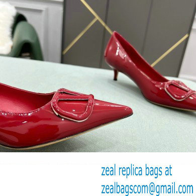 Valentino Heel 4cm VLogo Signature Calfskin Pumps Patent Red