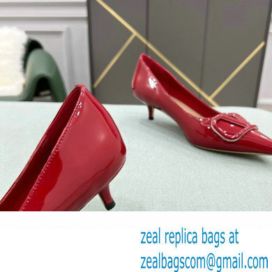 Valentino Heel 4cm VLogo Signature Calfskin Pumps Patent Red