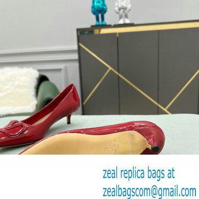 Valentino Heel 4cm VLogo Signature Calfskin Pumps Patent Red